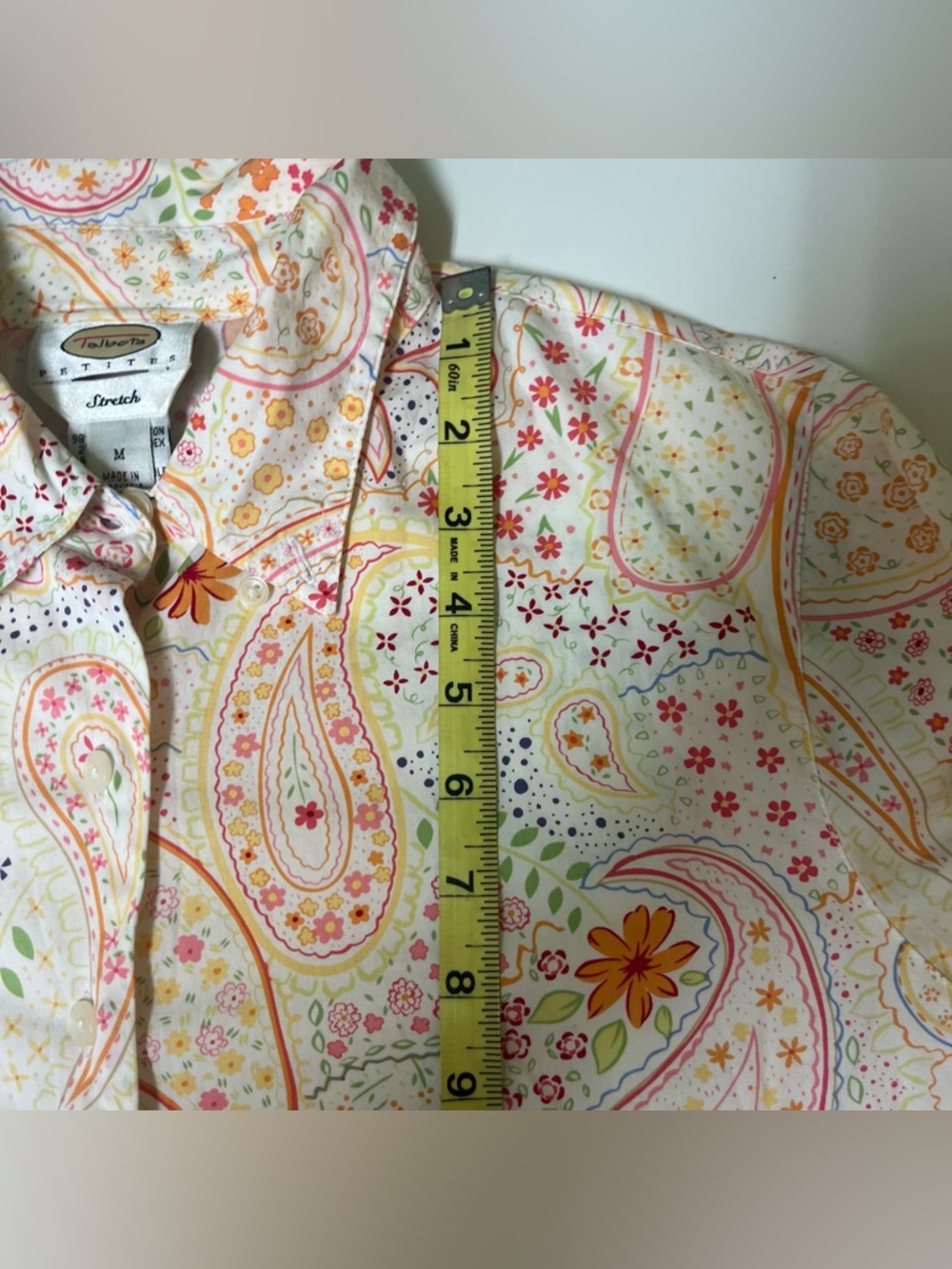 Talbots Cream Paisley & Floral button down shirt long sleeves cotton Womens MP - Picture 9 of 11